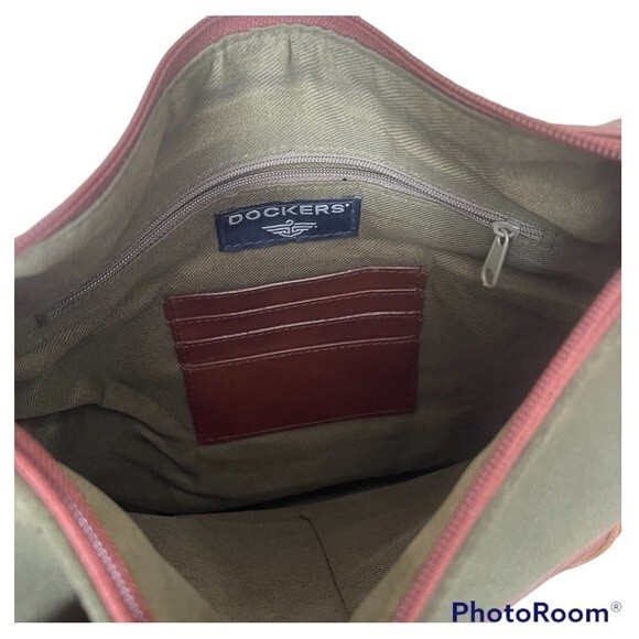 Dockers Suede Army Green & Brown Genuine Leather Purse - Shoulder Bag - EUC - Picture 10 of 11